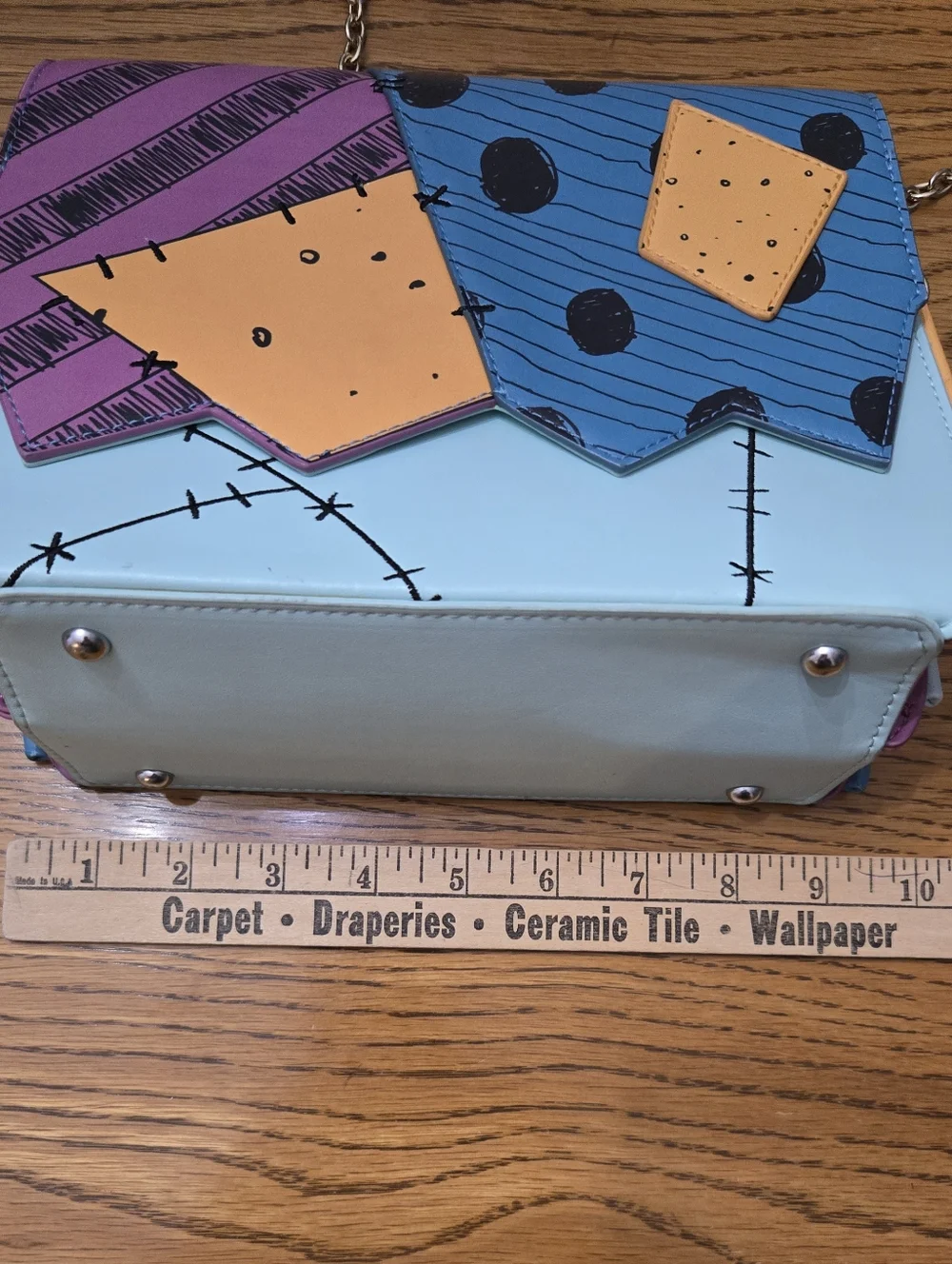 Loungefly Patchwork Crossbody Bag in Light Blue, Purple, Orange - Picture 7 of 8